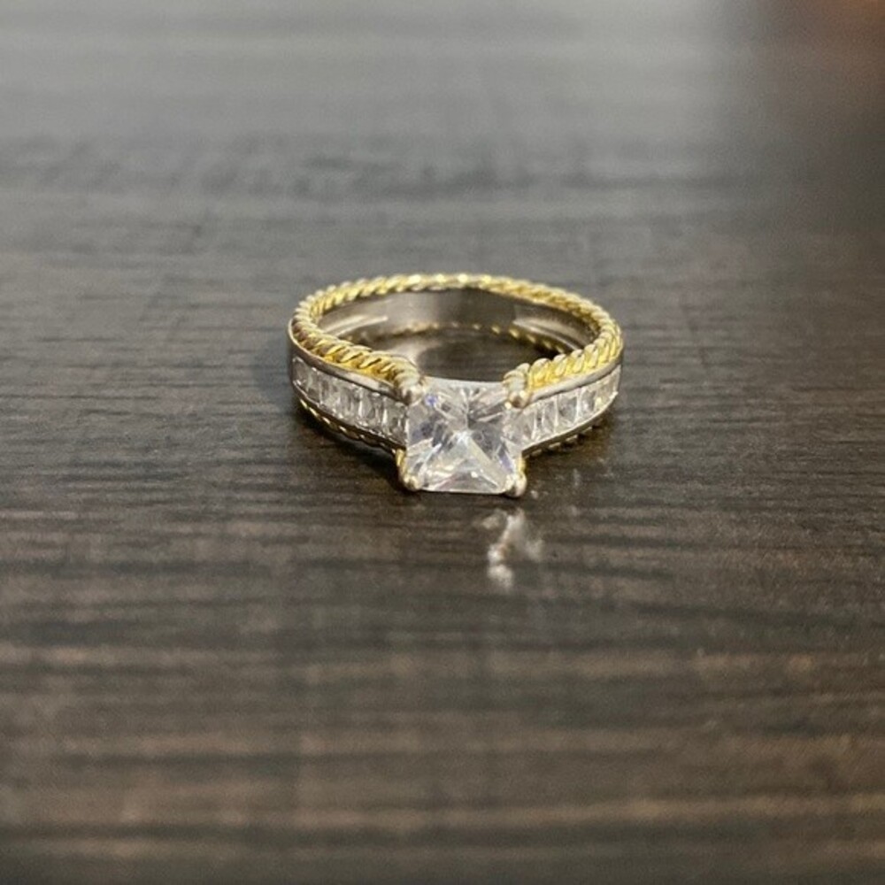 Sterling Silver Clear Stones Ring Size 10